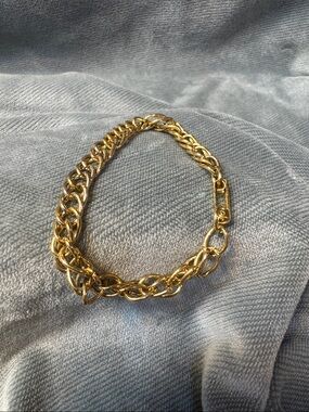 Gold Tone Double-Link Chain Bracelet for Women